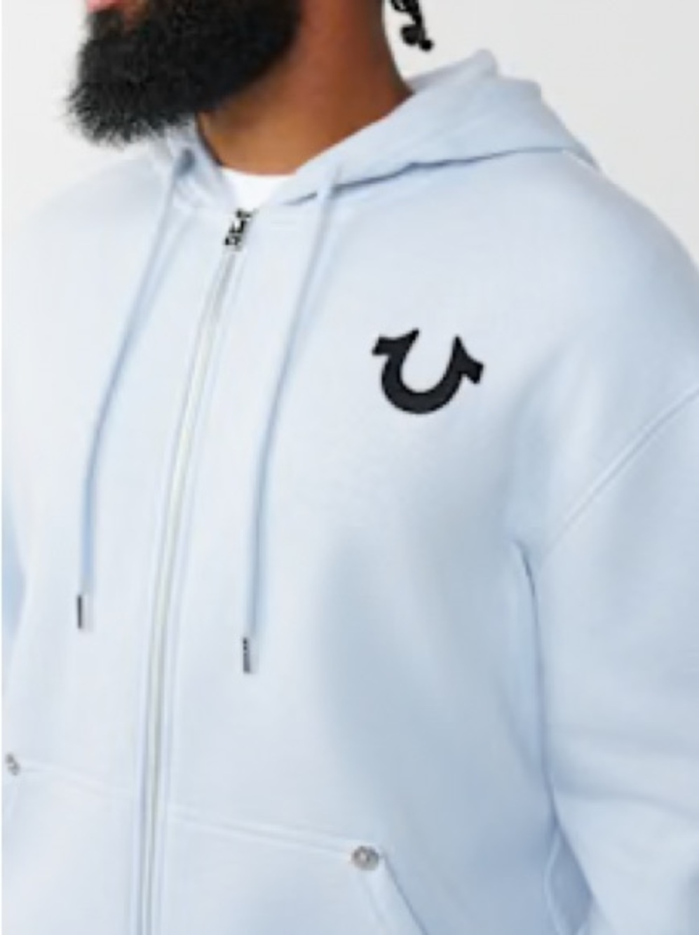 🆕 True Religion Men's Dusty Blue Zip Up Hoodie